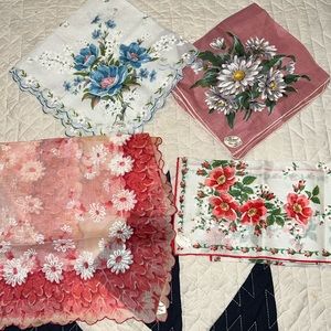 Lot 4 NWT Burmel Irish hand rolled linen hankies handkerchiefs scalloped